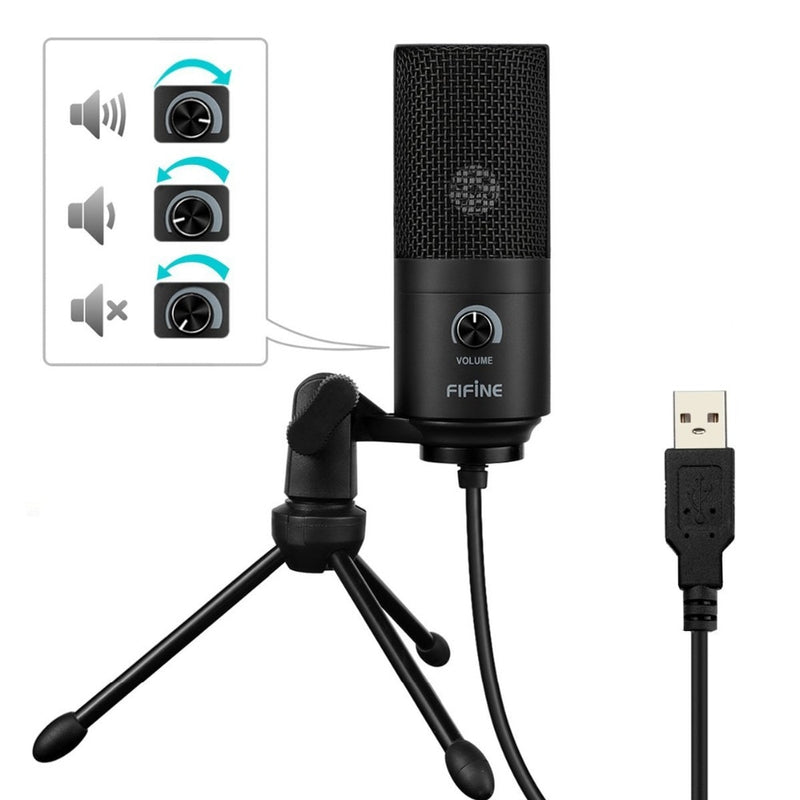 Fifine USB Condenser game Microphone For Laptop Windows Studio Recording  Built-in sound card