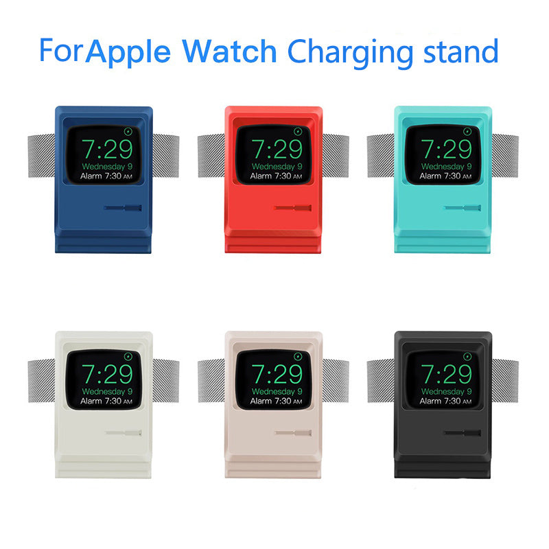For Apple Watch 7 6 5 4 iWatch 3 2 1 Silicone Stand Charging Dock Holder Retro Computer Nightstand