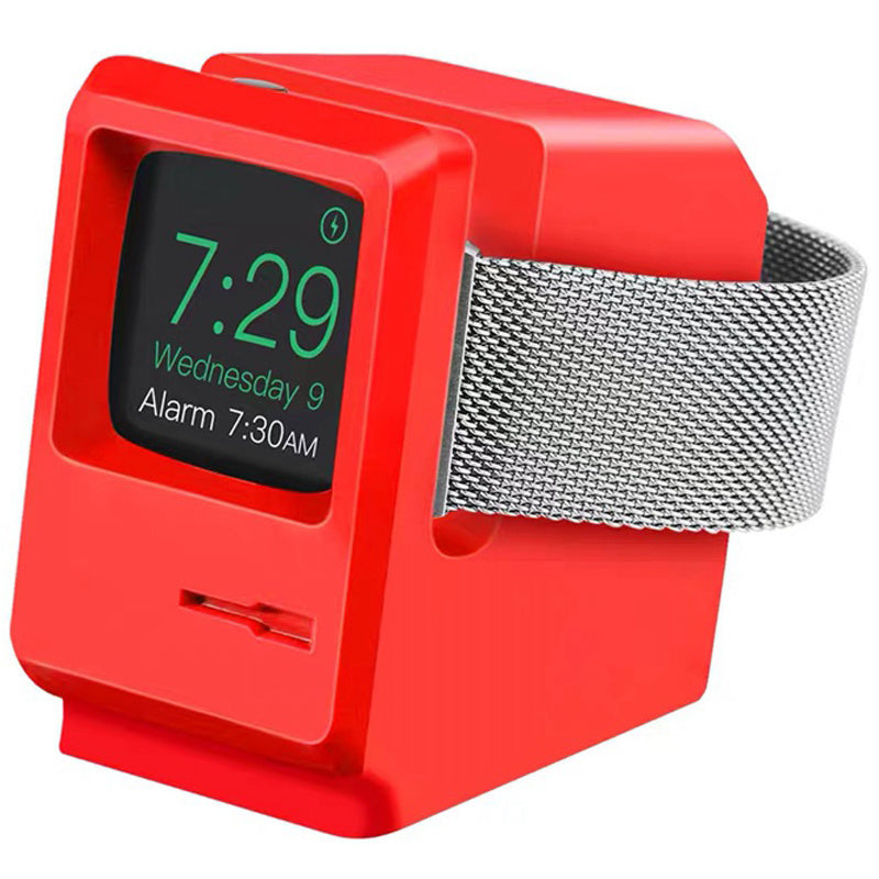 For Apple Watch 7 6 5 4 iWatch 3 2 1 Silicone Stand Charging Dock Holder Retro Computer Nightstand