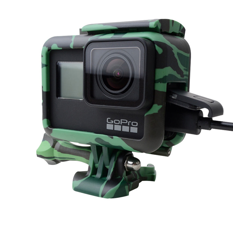 For Gopro Frame Case Shell Protector Housing Army Green + Lone Screw + Base Mount