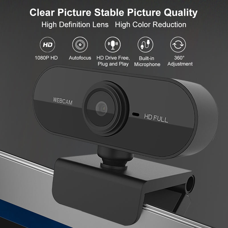 Full HD 1080P Webcam Computer PC Web Camera with Microphone Rotatable Cameras