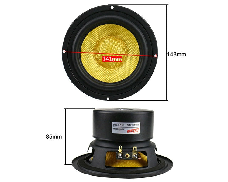 GHXAMP 148MM 5 inch Mid-Bass Speaker Unit 4Ohm 100W Home Theater Fiberglass Cone Mediant Woofer