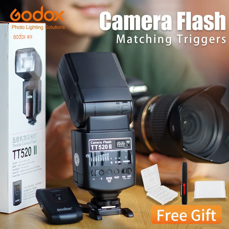 Godox Thinklite Camera Flash TT520II with Build-in 433MHz Wireless Signal for Canon Nikon Pentax