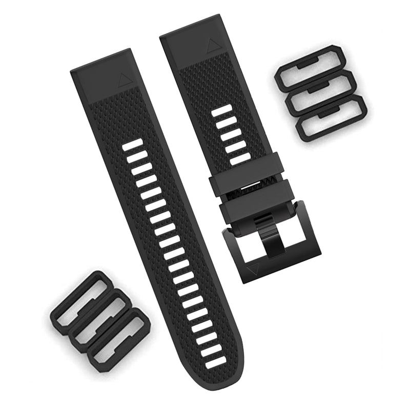 Silicone Band Keeper for Garmin Watches 20mm, 22mm and 26mm Black Strap Rubber Loop