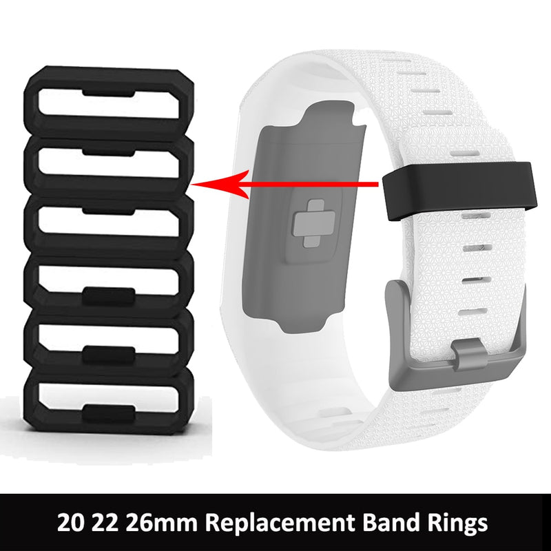 Silicone Band Keeper for Garmin Watches 20mm, 22mm and 26mm Black Strap Rubber Loop