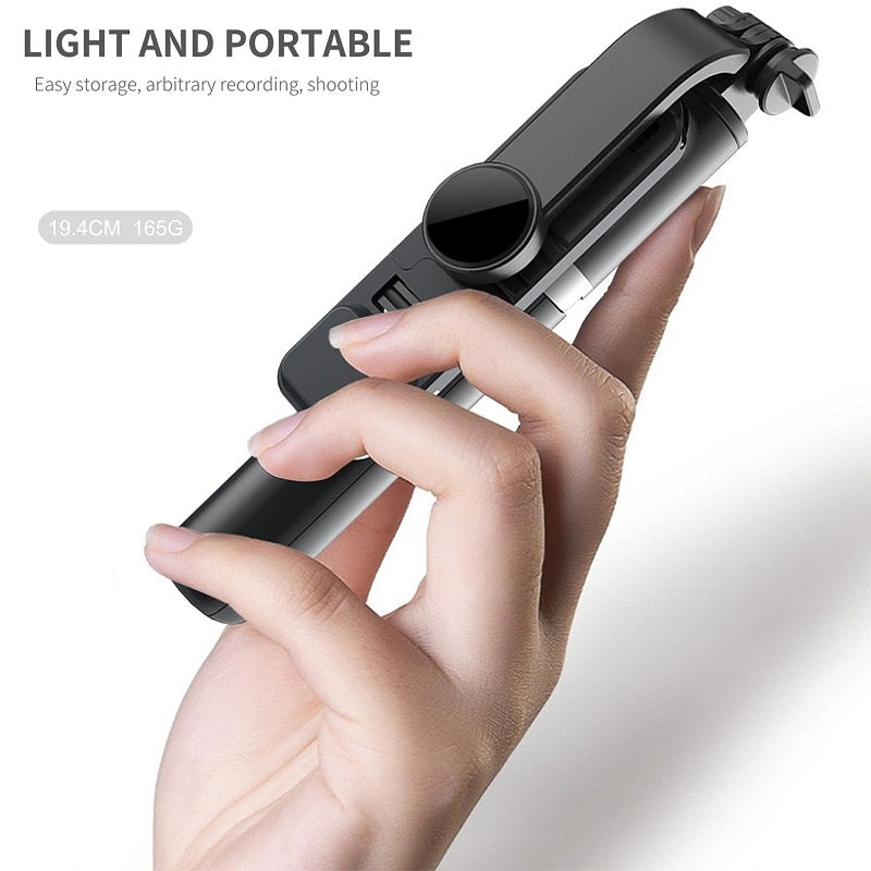 Wireless Bluetooth Selfie Stick Foldable and Mini Tripod with Fill Light Shutter Remote Control