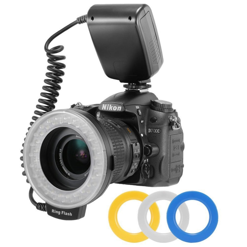 HD-130 48pcs Macro LED Ring Flash Bundle with 8 Adapter Ring for Canon Nikon Pentax Olympus
