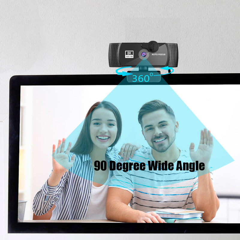HD 8K 4K Webcam Autofocus Web with Microphone Rotate USB Plug Camera for PC, Mac & Laptop