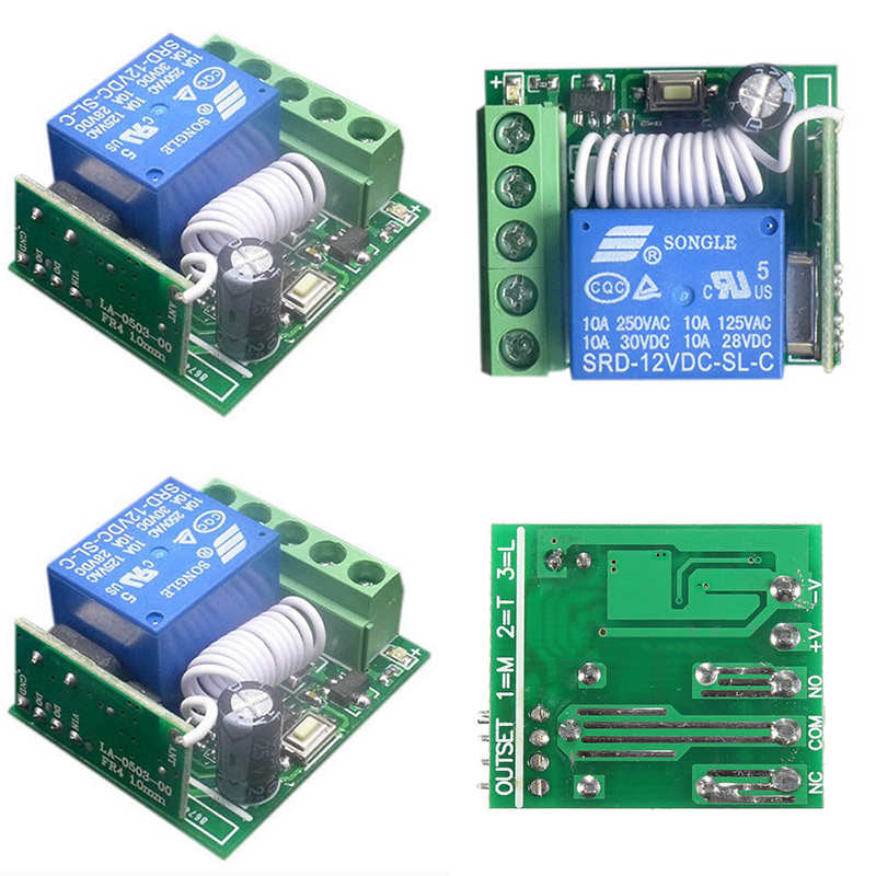 Pohiks 433mhz 10A 1 Channel Receiver Wireless Relay RF Remote Control DC12V DIY Integrated