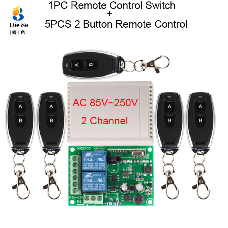 433MHz Universal Wireless Remote Control AC 85V 220V 2CH Relay Receiver Module for Garage door