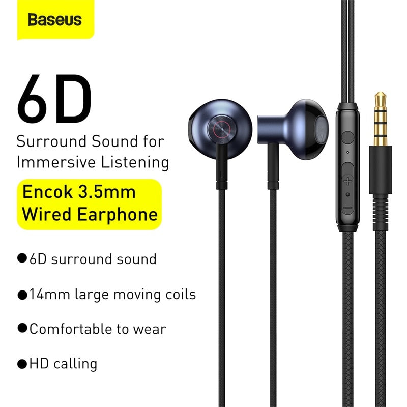 Baseus Bass Sound Earphone In-Ear Sport Earphones with Mic
