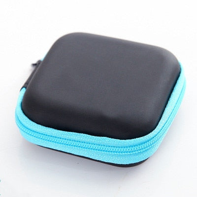 Zipper Hard Earphone Case EVA Leather Headphone Storage Bag Protective Usb Cable Organizer