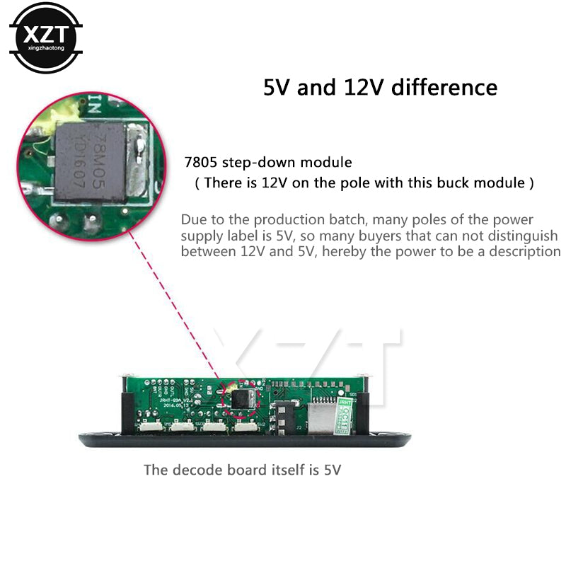 High Quality DC 5V 12V Micro USB Power Supply TF Radio MP3 Decoder Board 5V Audio Module for Car