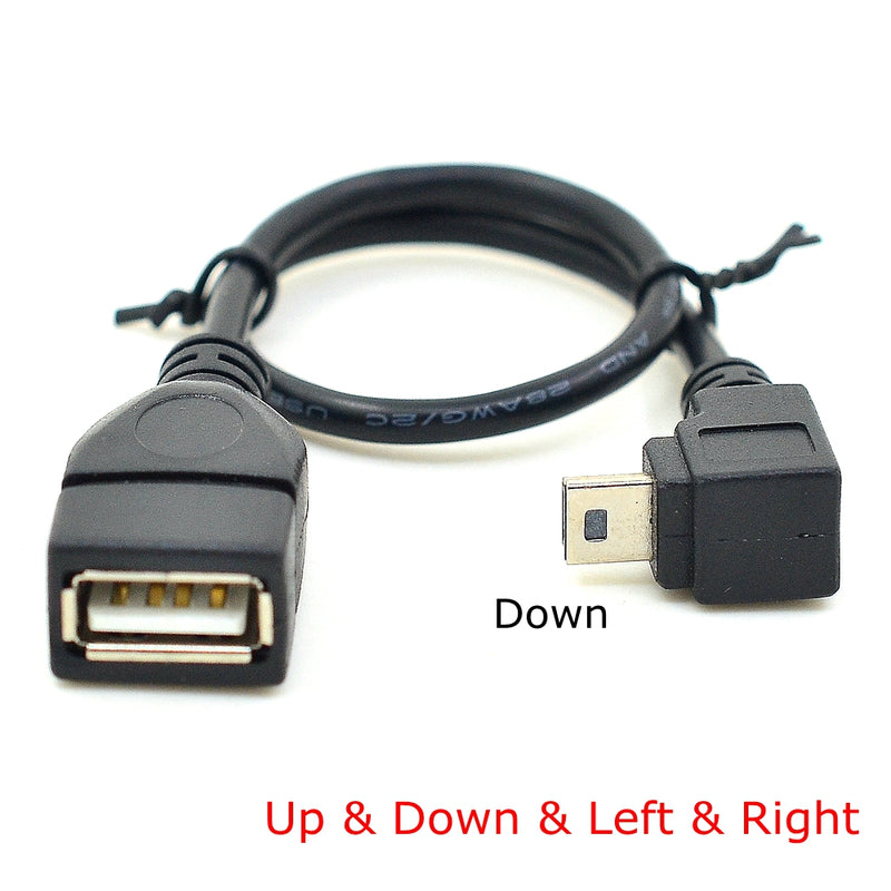 High Quality USB A Female to Mini 5P USB B Male Conversion Adapter OTG Cable Upwards Black