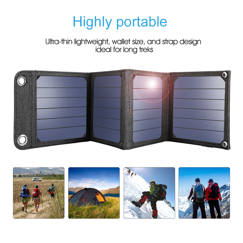 14W Solar Folding Charger USB Output Devices Portable Waterproof Solar Panels