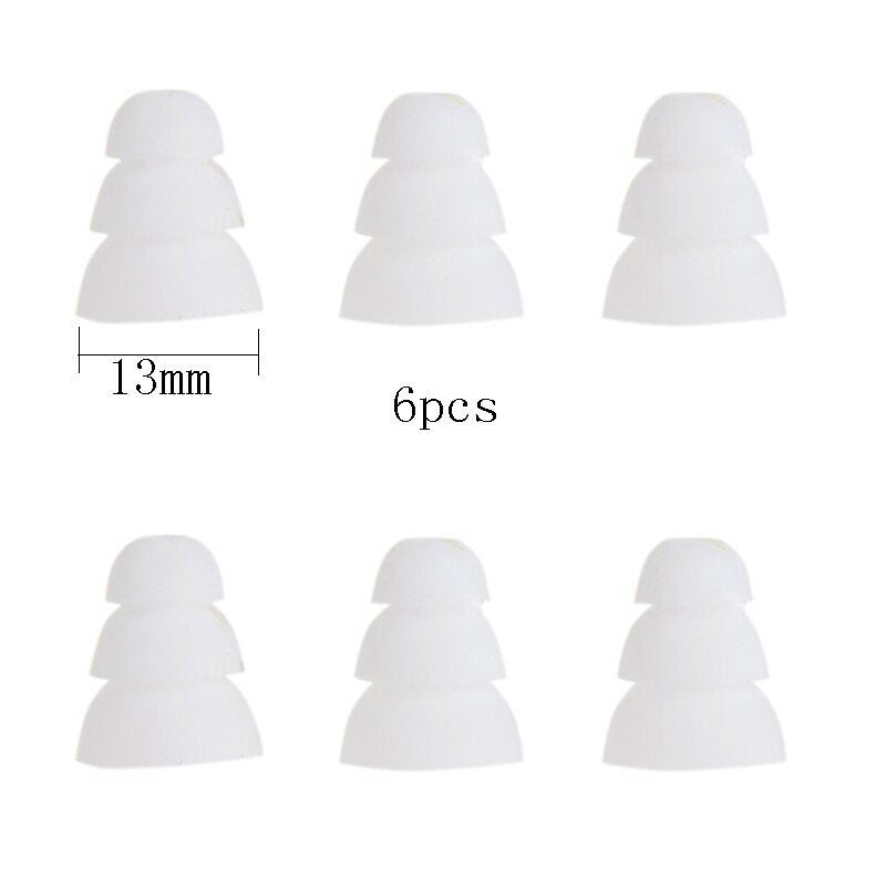 Ivinxy 6pcs Three Layer Silicone In-Ear Earphone Covers Cap Replacement Earbud Bud Tips