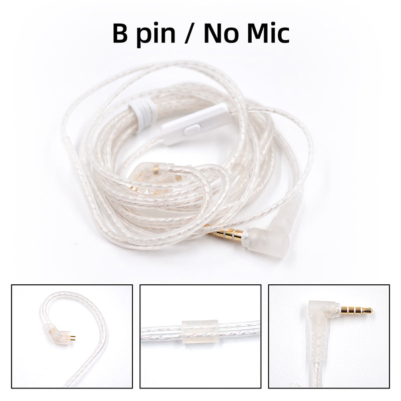 KZ Headphones Silver Plated Upgrade Cable 2PIN 0.75mm High-purity Silver Plated Flat Cable