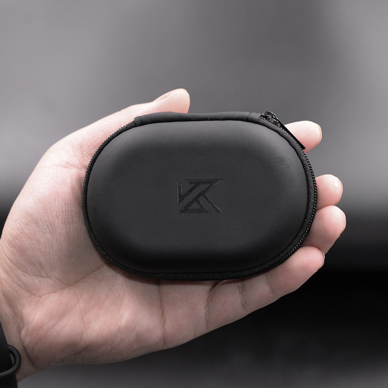 KZ Oval logo Storage Bag Headphones PU Zipper Storage Box Black Portable Hold Storage Box Suitable