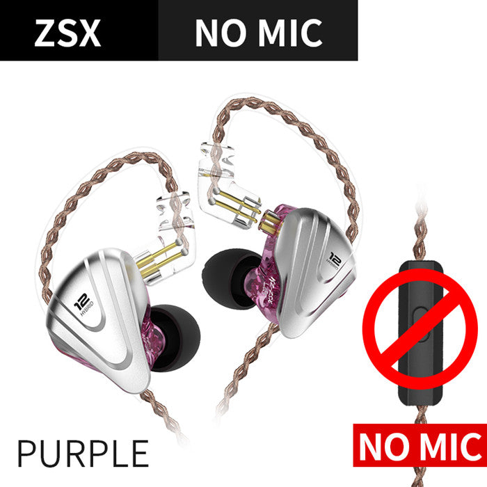 KZ ZSX Terminator Metal 5BA+1DD Hybrid 12 drivers HIFI Bass Earbuds In-Ear Monitor Noise Cancelling