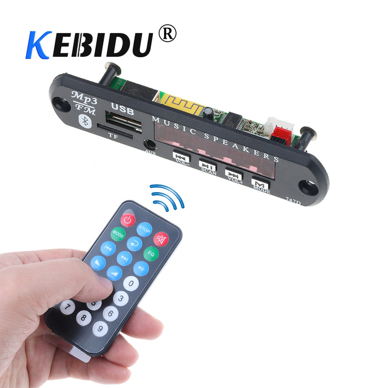 Kebidu DC 5V 12V Wireless Bluetooth MP3 WMA Decoder Board Audio Module USB TF Radio Car Music MP3