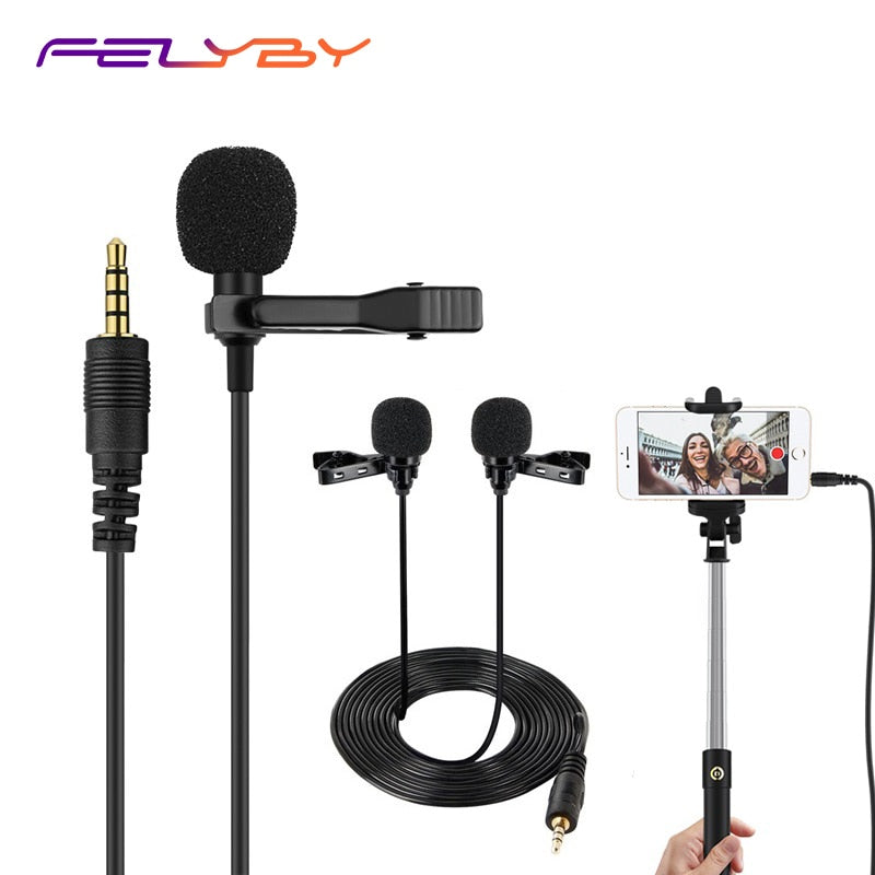 Lavalier microphone3.5mm professional condenser double collar mini microphone for lecture teaching