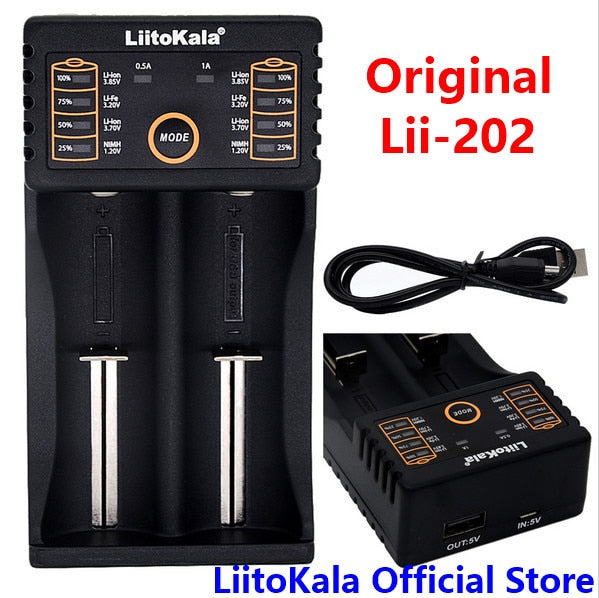 LiitoKala Lii-202 USB Intelligent Battery Charger with Power Bank Function for Ni-MH Lithium for