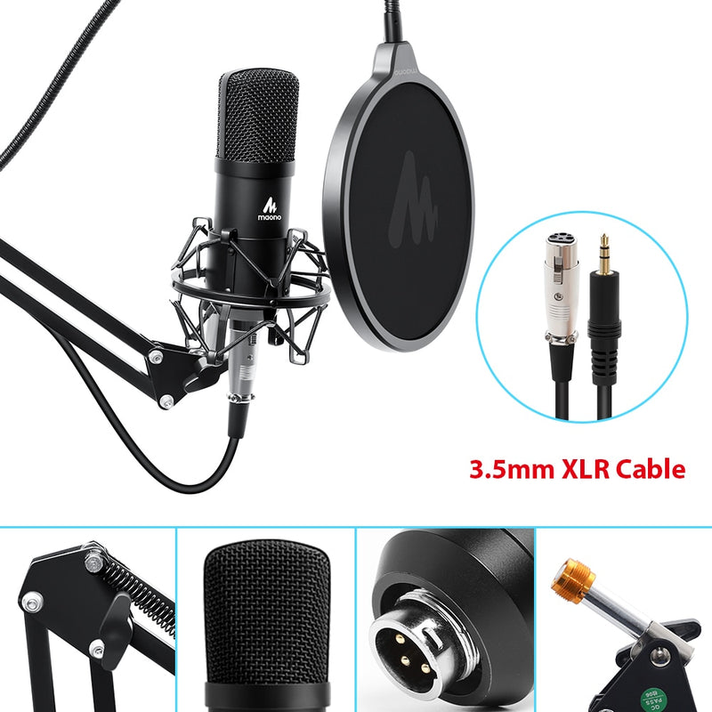 AU-A03 Professional Studio Microphone Kit Condenser Cardioid Microfono Podcast Mic