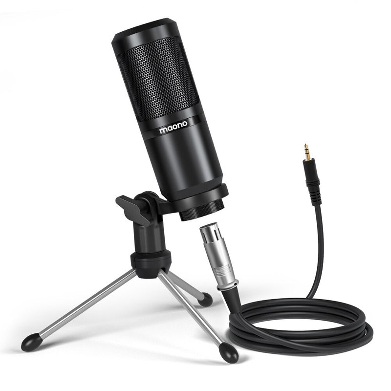 AU-PM360TR Condenser Microphone 3.5mm to XLR Cardoid Mic With Tripod for Audio Recording