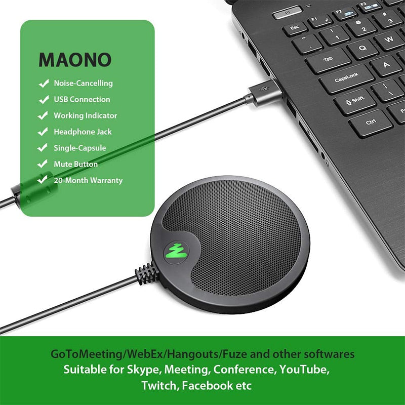 BM10 USB Conference Boundary Microphone Omnidirectional Condenser Microfono Plug & Play PC Mic
