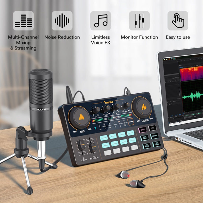 CASTER LITE AM200-S1 All-in-on Microphone Mixer Kit Sound Card Audio Interface With Condenser Mic