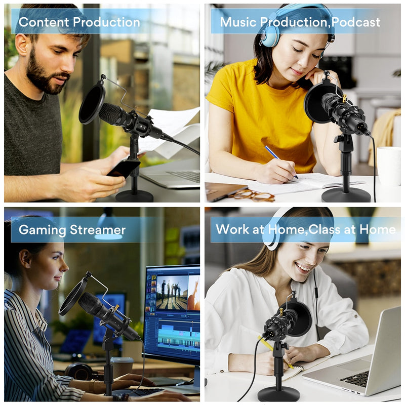 HD300 USB/XLR Microphone Professional Dynamic Podcast PC Mic for Studio Recording