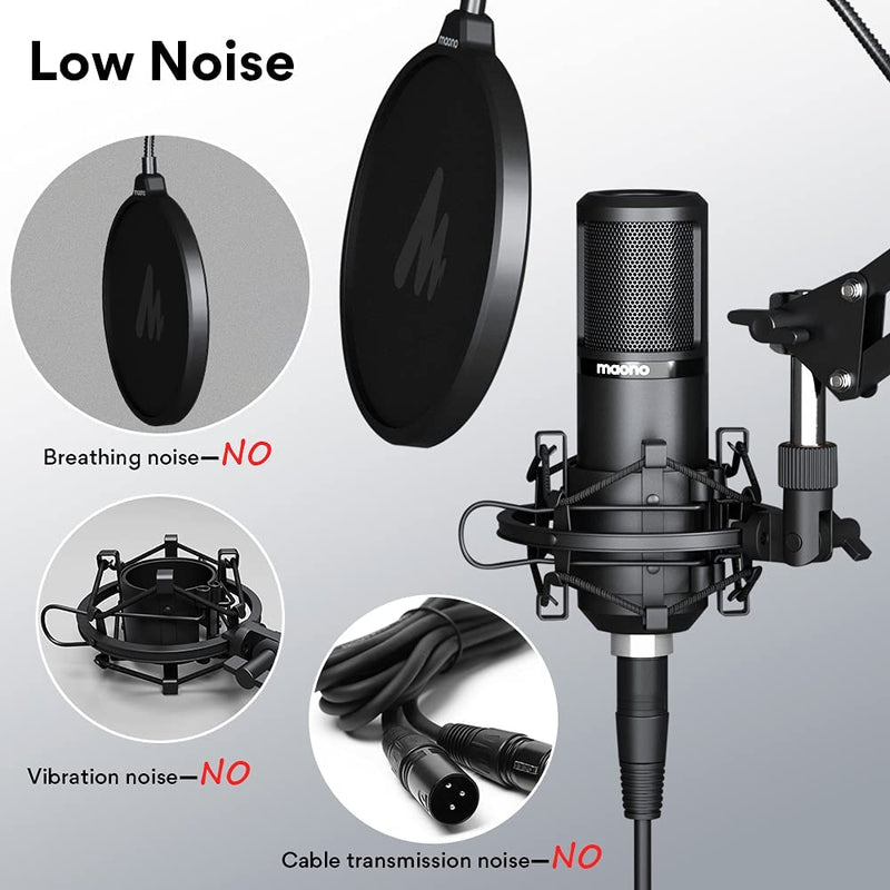 PM320S XLR Condenser Microphone Kit Professional Cardioid Vocal Studio Recording Mic for Home-Studio