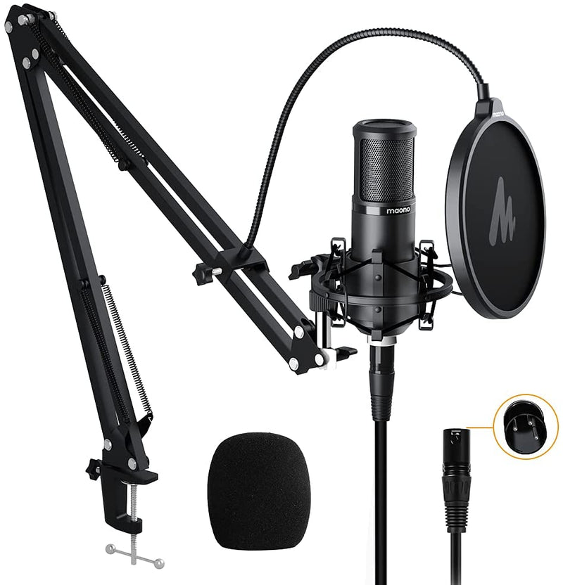 PM320S XLR Condenser Microphone Kit Professional Cardioid Vocal Studio Recording Mic for Home-Studio
