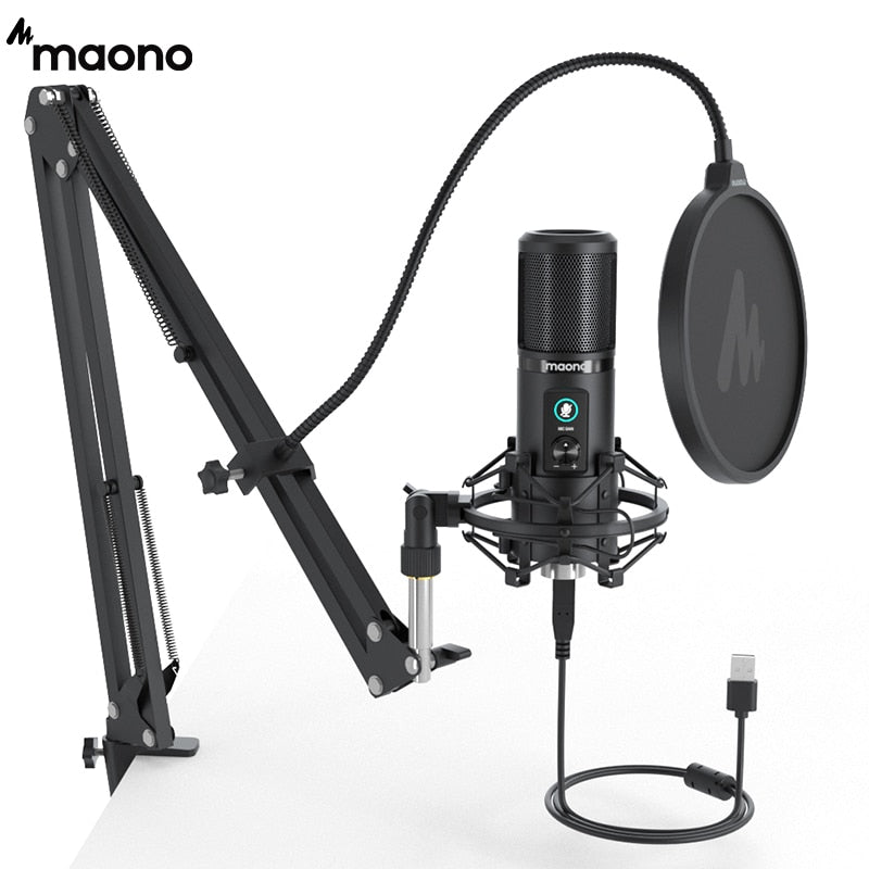 PM421 USB Microphone 192KHZ/24BIT Professional Cardioid Condenser Podcast Mic with One-Touch Mute