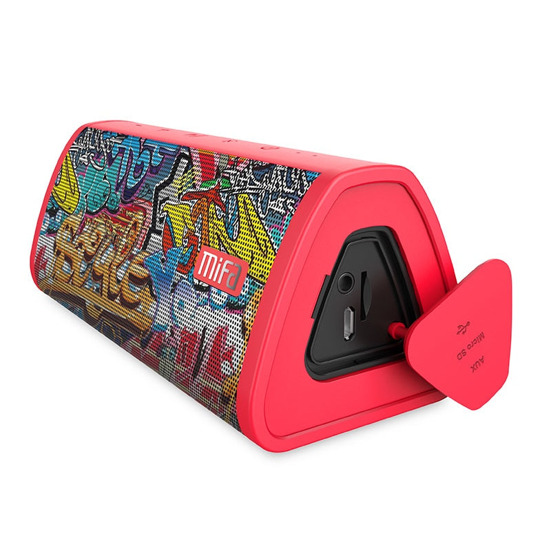 MIFA Red-Graffiti Bluetooth Speaker Built-in Microphone Stereo Rock Sound Outdoor 10W Portable
