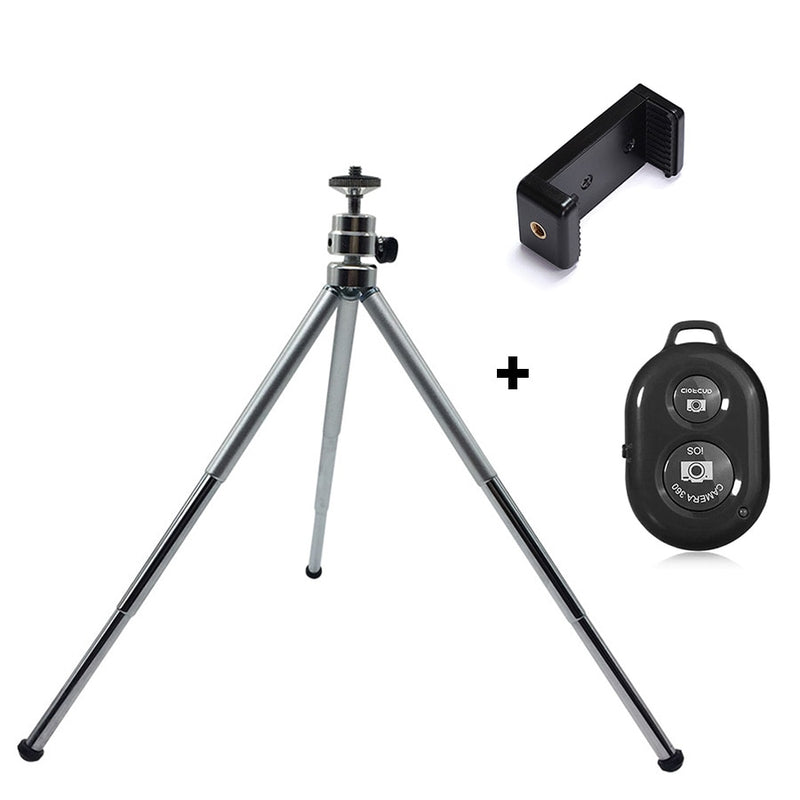 Metal Mini Tripod With Phone Holder Bluetooth Remote For Iphone Xiaomi Samsung Android Phones Tripod