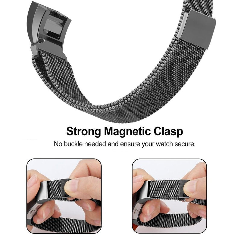Milanese Loop for Fitbit Charge 2 Hr Band Strap Replacement Wrist Bracelet Stainless Steel for Fit