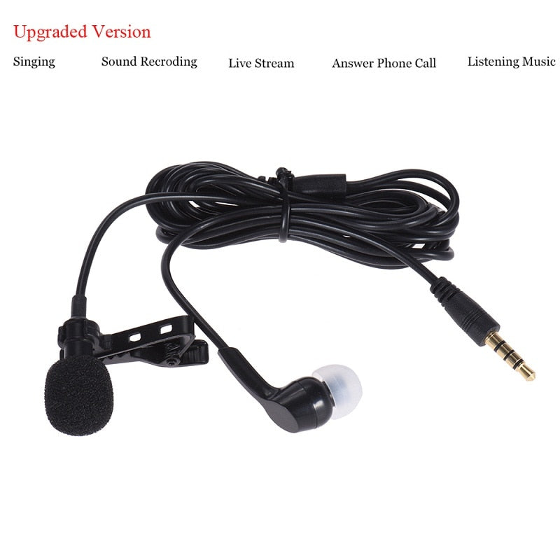 Mini Portable Clip-on Lapel Lavalier Microphone Hands-free 3.5mm Jack Condenser Wired Mic for iPhone