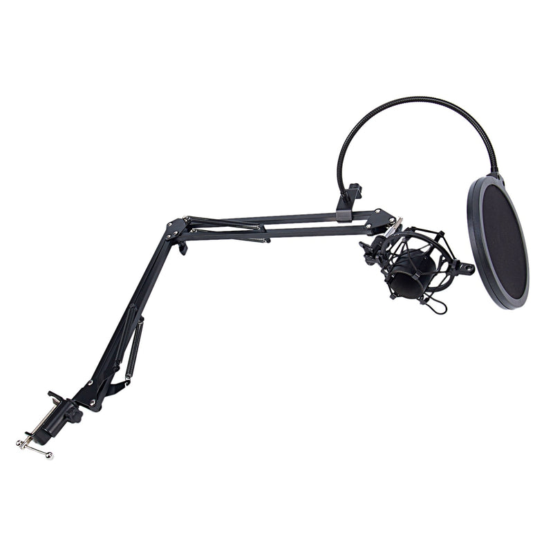 NB-35 Microphone Scissor Arm Stand and Table Mounting Clamp&NW Filter Windscreen Shield & Metal