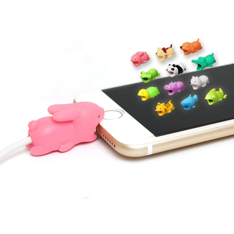 NEW 1 pcs Cable Protector for Iphone cable Winder dog Bite Phone holder Accessory Organizer rabbit