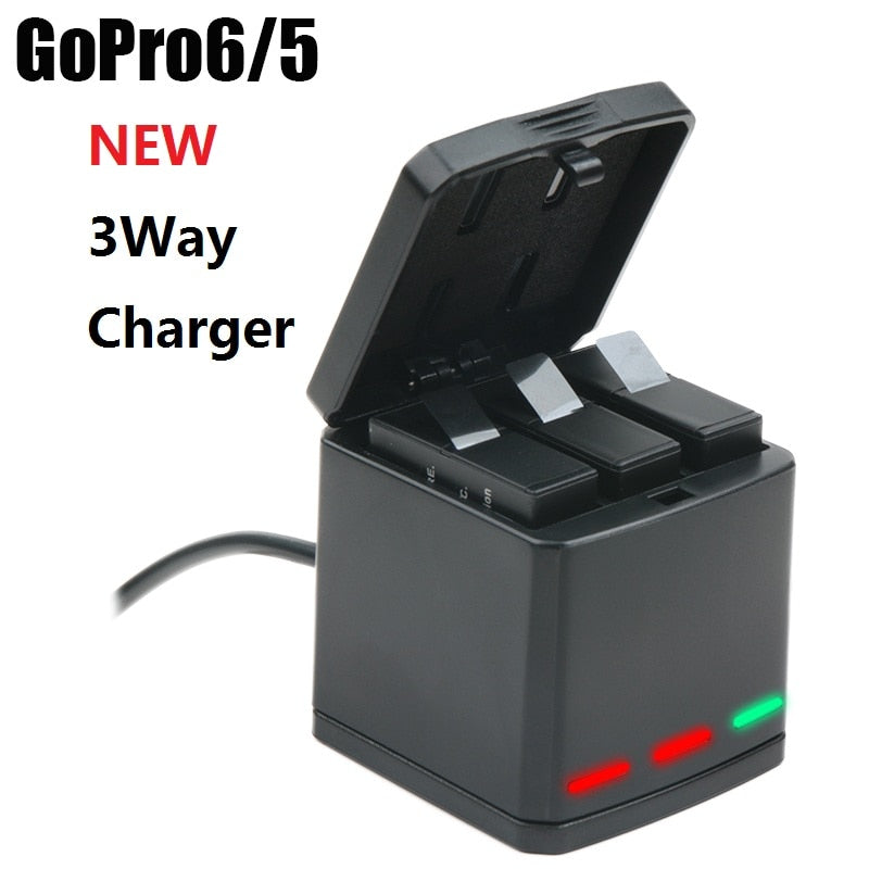 New 3-Way Battery Charger LED Charging Box Carry Case Battery Housing for GoPro Hero 6 5 Black