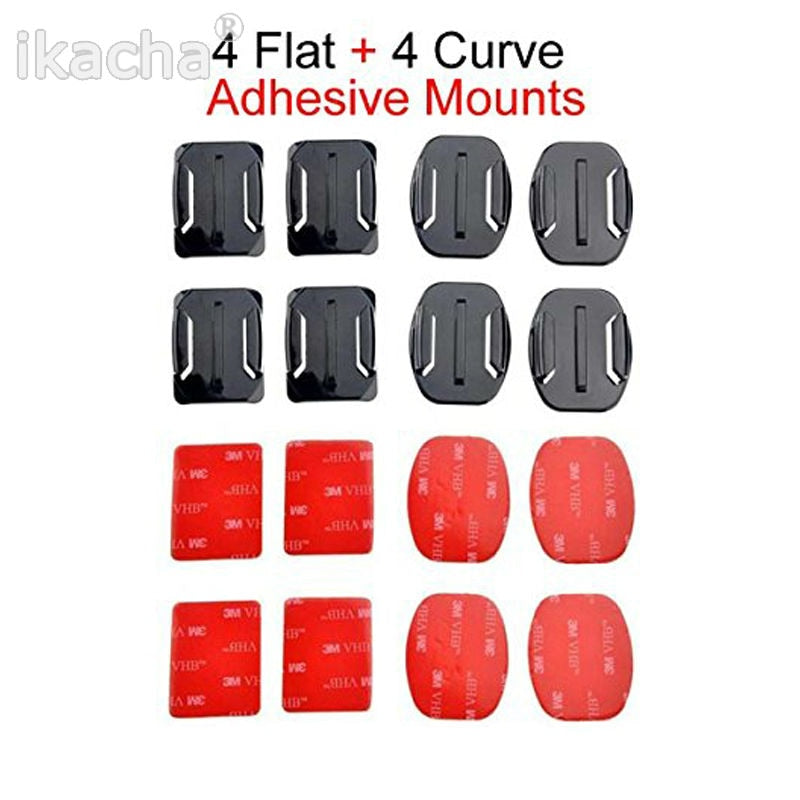 New Arrival For GoPro HERO 4 Accessories Flat, 8 pcs Flat Curved Adhesive Mount Helmet Accessories
