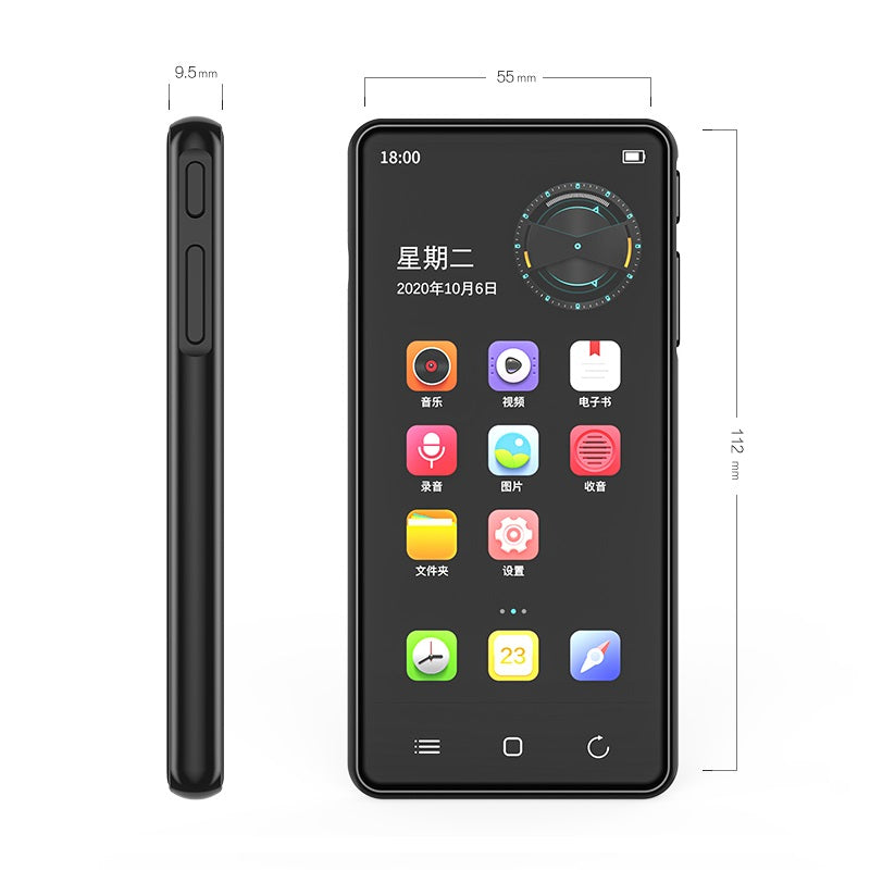 H8 Android WiFi MP4 Player Bluetooth 5.0 Full Touch Screen 4inch 16GB Music Video Player with Radio