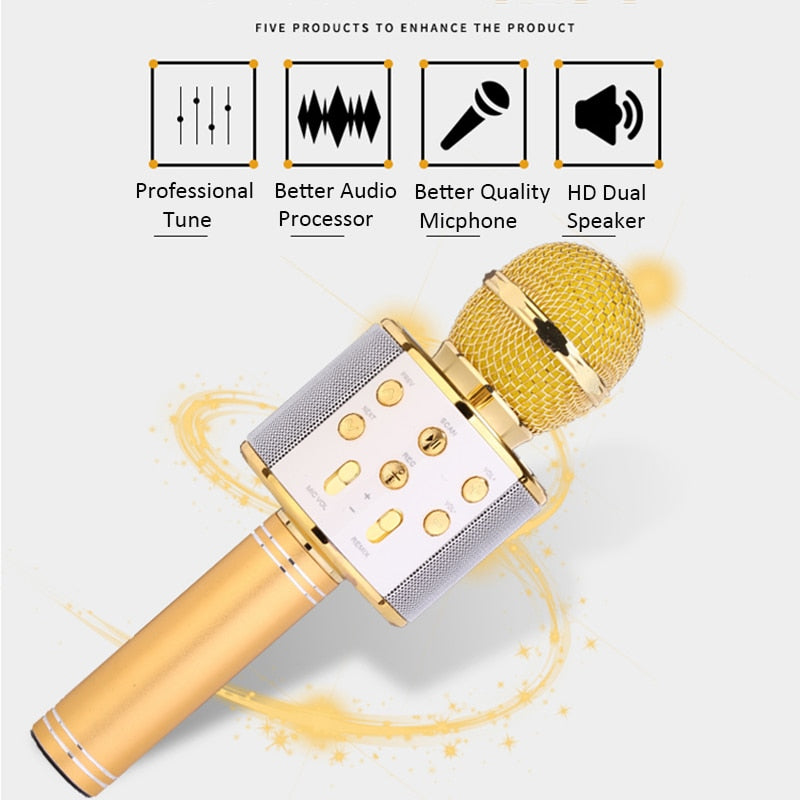 Original Fashion WS858 Bluetooth Wireless Condenser Magic Karaoke Microphone Mobile Phone Player MIC