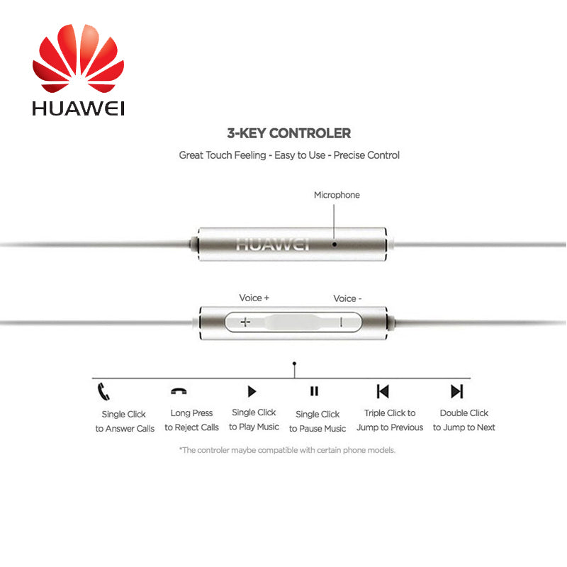 Original Huawei Honor AM116 Earphone Metal With Mic Volume Control For HUAWEI P7 P8 P9 Lite P10 Plus