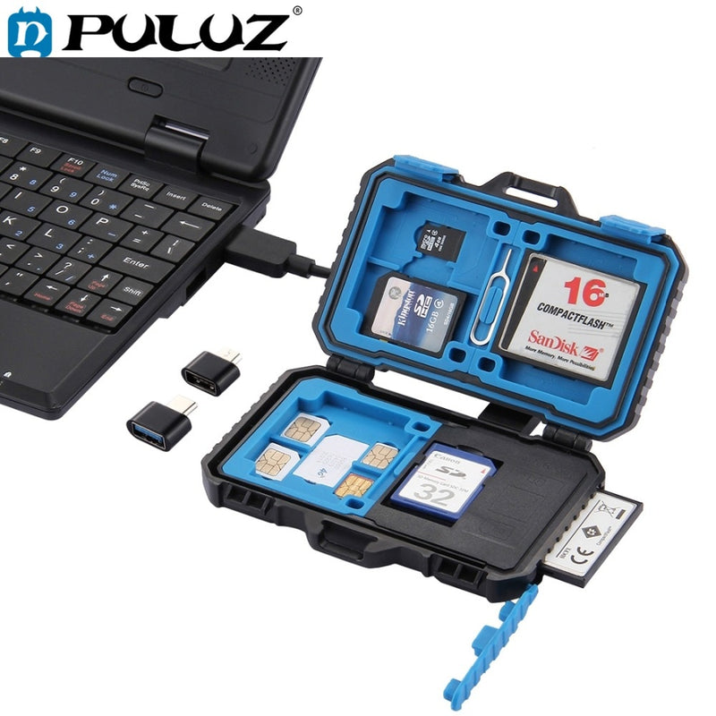 PULUZ Card Reader+22 in 1 Waterproof Memory /SD Card Case Storage Box for 1Standard