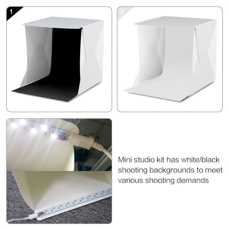 Portable Folding Lightbox Photography LED Light Room Photo Studio Light Tent Soft Box Backdrops
