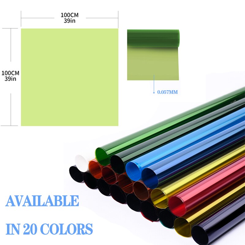 Professional 100*100cm 15.39in*39in Paper Gels Color Filter with 4 Clamps