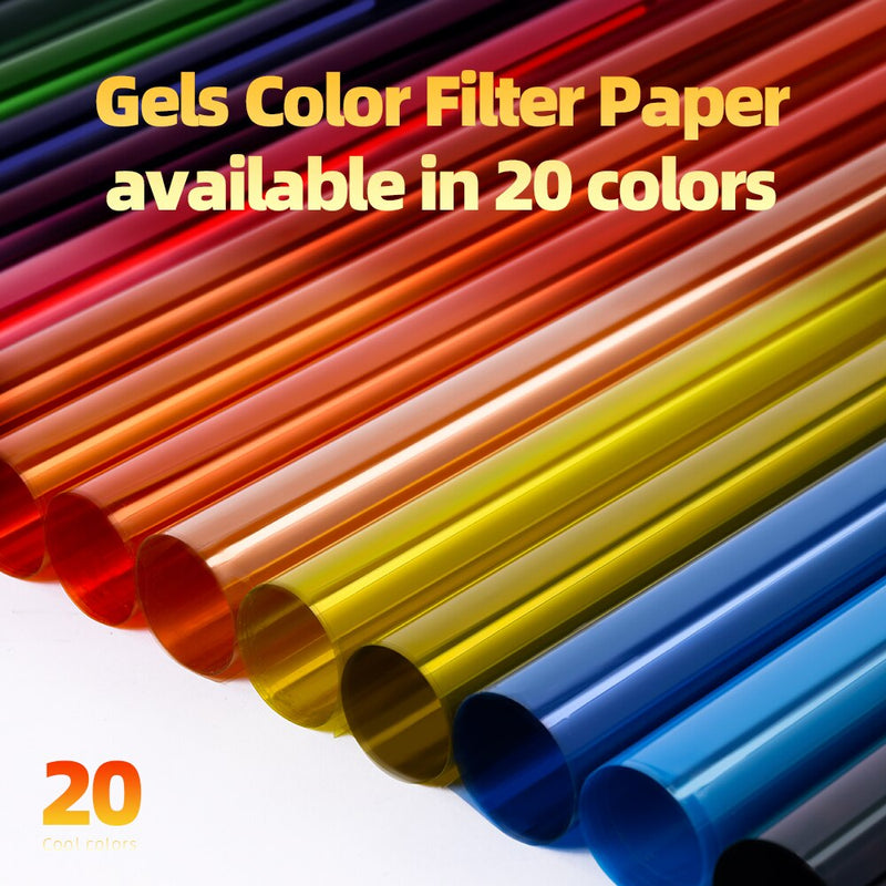 Professional 100*100cm 15.39in*39in Paper Gels Color Filter with 4 Clamps