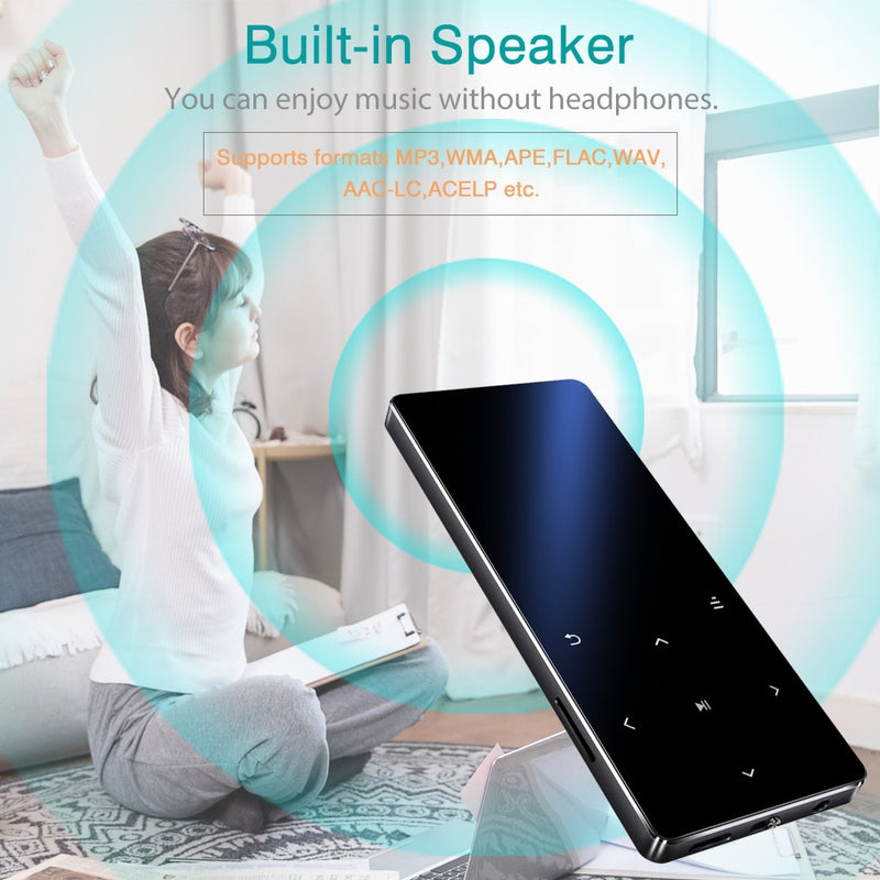 MP3 Player with Bluetooth Speaker Touch key Built-in 8GB 16GB HiFi Metal Mini Portable Walkman